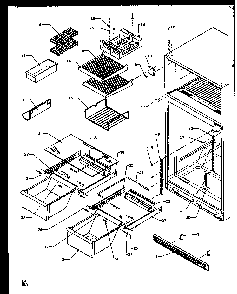 Shelves Diagram and Parts List for TS18RBW-P1158407WW  Amana Refrigerator