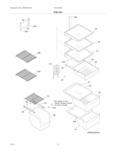 Shelves Diagram and Parts List for CRSH265LW3  Crosley Refrigerator