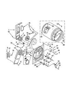 Bulkhead Parts Diagram and Parts List for 4GNED4400YQ2  Amana Dryer