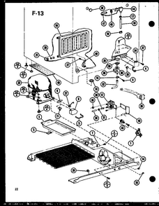 Drain Pan/compressor Diagram and Parts List for SLDI25F-A-P76421-1WA  Amana Refrigerator
