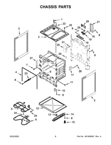 Chassis Parts Diagram and Parts List for 4KMER7600AW3  Maytag Range