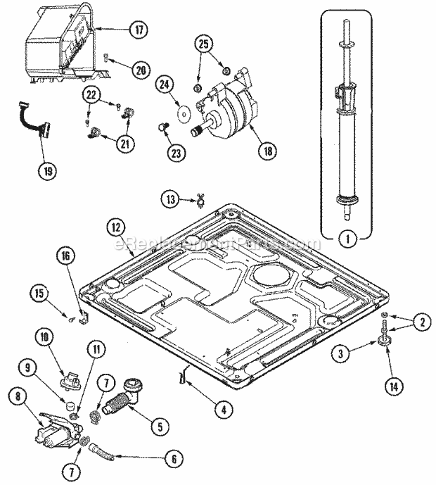 BASE, MOTOR & MOTOR CONTROL Diagram and Parts List for MAH6500AWW  Maytag Washer