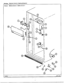 Fresh Food Compartment Diagram and Parts List for 64143-0  Admiral Refrigerator