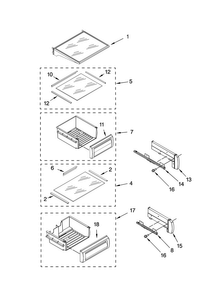 Refrigerator Shelf Parts Diagram and Parts List for JS48CXFXDB01  Jenn-Air Refrigerator