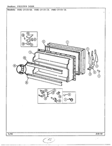 Freezer Door Diagram and Parts List for 21173-0A  Admiral Refrigerator