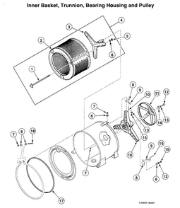 Inner Basket Diagram and Parts List for LTSA7AWN4350  Speed Queen Washer Dryer Combo
