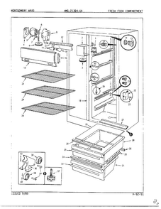 Fresh Food Compartment Diagram and Parts List for 21394-A  Admiral Refrigerator