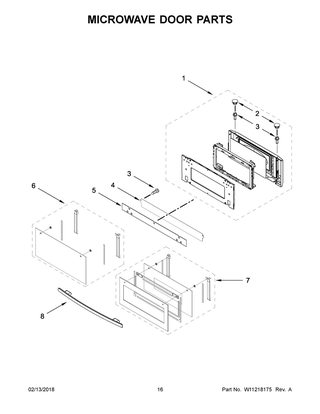 Microwave Door Parts Diagram and Parts List for JMW2427DS02  Maytag Microwave Oven Combo