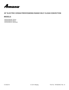 Cover Sheet Diagram and Parts List for AER5630BAS0  Amana Range