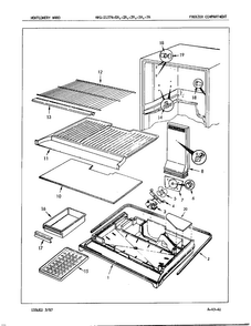 Freezer Compartment Diagram and Parts List for 21574A  Admiral Refrigerator