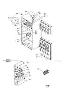 Door, Hinges And Accessories Diagram and Parts List for TR18V2E-P1315705WE  Amana Refrigerator