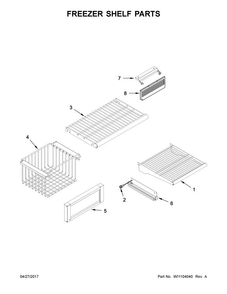 Freezer Shelf Parts Diagram and Parts List for JS48PPDUDE01  Jenn-Air Refrigerator