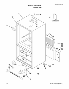 Cabinet Parts Diagram and Parts List for GB5525PEAS5  Maytag Refrigerator