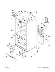 Cabinet Parts Diagram and Parts List for MFF2258VEB7  Maytag Refrigerator