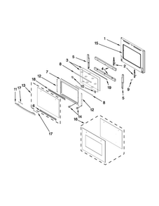 Upper Oven Door Diagram and Parts List for JJW2830WP02  Jenn-Air Wall Oven