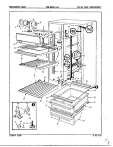 Fresh Food Compartment Diagram and Parts List for 21894A  Admiral Refrigerator