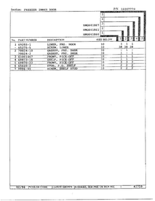 Freezer Inner Door Page 2 Diagram and Parts List for HMG641861  Admiral Refrigerator