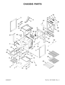 Chassis Parts Diagram and Parts List for JES1750FS0  Jenn-Air Range