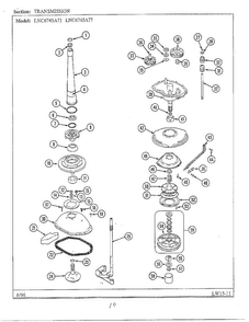 Transmission Diagram and Parts List for LNC6745A77  Admiral Washer