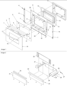 Oven Door & Storage Drawer Diagram and Parts List for ACS3350AW0  Amana Range