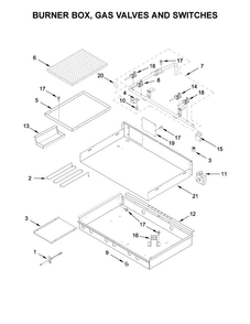 Burner Box, Gas Valves And Switches Diagram and Parts List for JGCP536WP02  Jenn-Air Cooktop