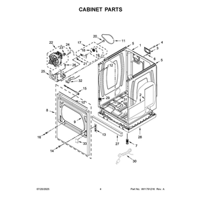 Cabinet Parts Diagram and Parts List for MGD7205RF0  Maytag Dryer