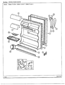 Fresh Food Door Diagram and Parts List for 71143-0A  Admiral Refrigerator
