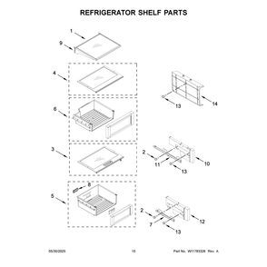 Refrigerator Shelf Parts Diagram and Parts List for JBSFS42NMX25  Jenn-Air Refrigerator