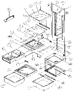 Refrigerator Shelving And Drawers Diagram and Parts List for 36271-P1121802W  Amana Refrigerator