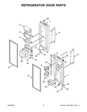 05 - Refrigerator Door Parts Diagram and Parts List for JFI2089WES10  Jenn-Air Refrigerator