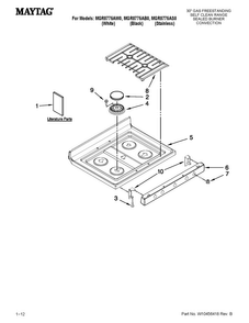 Cooktop Parts Diagram and Parts List for MGR8775AS0  Maytag Range