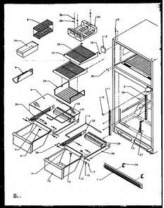 Shelves Diagram and Parts List for TS18RBW-P1158407WW  Amana Refrigerator