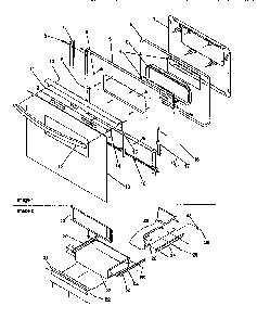 Oven Door And Storage Door Diagram and Parts List for ARG7200W-P1143323NW  Amana Range