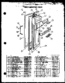 Refrigerator Door Diagram and Parts List for GFD240 MN04 Caloric Refrigerator