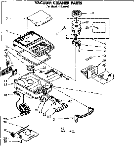 Base Assembly Diagram and Parts List for 11621980  Kenmore Canister Vacuum