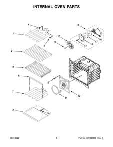 Internal Oven Parts Diagram and Parts List for MEW9530FZ20  Maytag Wall Oven