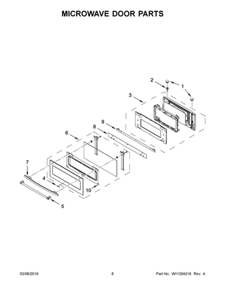 Microwave Door Parts Diagram and Parts List for JMC2430DP02  Maytag Microwave