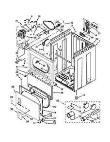 Cabinet Parts Diagram and Parts List for MEDX500XW1  Maytag Dryer