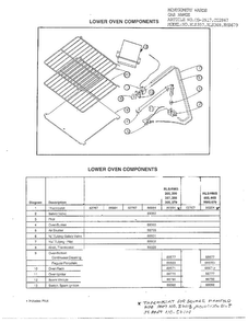 Lower Oven Components Diagram and Parts List for 2917  Amana Range