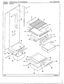 Shelves And Accessories Diagram and Parts List for 20591  Maytag Refrigerator