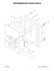 Refrigerator Door Parts Diagram and Parts List for ABB1924BRM05  Amana Refrigerator