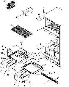 Cabinet Shelving Diagram and Parts List for TY18S4L-P1195307WL  Amana Refrigerator