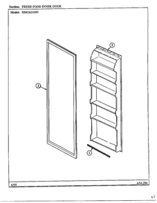 Fresh Food Inner Door Diagram and Parts List for 621050  Admiral Refrigerator