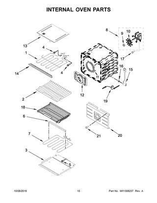 Internal Oven Parts Diagram and Parts List for JJW2827DS03  Maytag Wall Oven