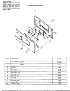 Oven Door Assembly Diagram and Parts List for RLT360  Amana Range