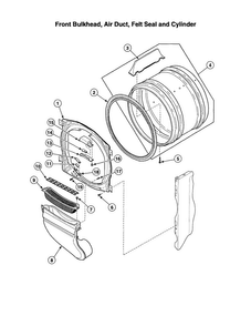 Front Bulkhead/air Duct/felt Seal Diagram and Parts List for AGS20AWF  Speed Queen Dryer
