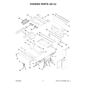 Chassis Parts (48 In) Diagram and Parts List for JPIGC748RM00  Jenn-Air Range
