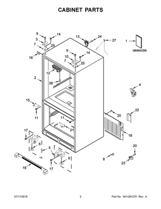 Cabinet Parts Diagram and Parts List for MFF2258FEZ02  Maytag Refrigerator