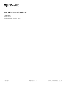 Cover Sheet Diagram and Parts List for JSC23C9EEM00  Jenn-Air Refrigerator