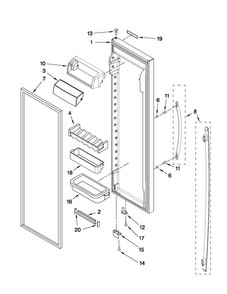Refrigerator Door Parts Diagram and Parts List for JCD2595WES01  Jenn-Air Refrigerator
